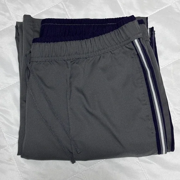 St John's Bay Active Womens Jogger Pants L Gray Purple Stripe Pockets Drawstring - Picture 8 of 9